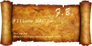 Filipov Béla névjegykártya
